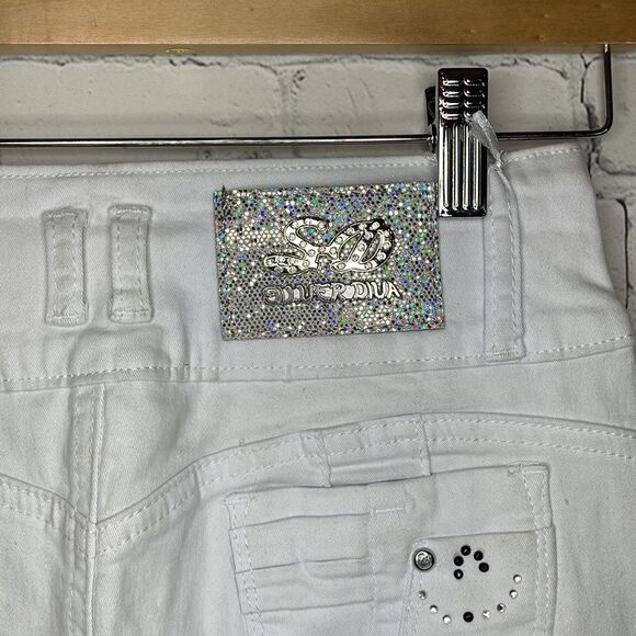 Silver Diva Push Up White distressed Skirt with rhinestones various sizes - Picture 8 of 9
